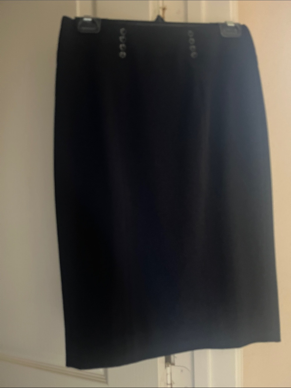 White House Black Market Black High-Waisted Pencil Skirt with Button Detail